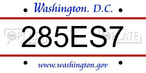 285ES7 District Of Columbia License Plate