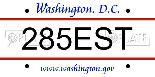 285EST District Of Columbia License Plate