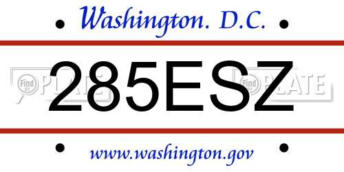 285ESZ District Of Columbia License Plate