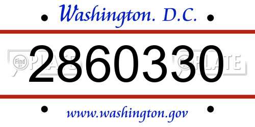 2860330 District Of Columbia License Plate