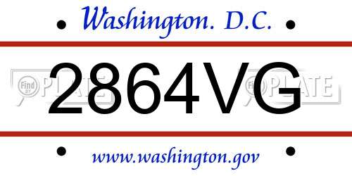 2864VG District Of Columbia License Plate