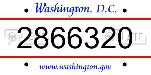 2866320 District Of Columbia License Plate
