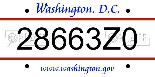 28663Z0 District Of Columbia License Plate