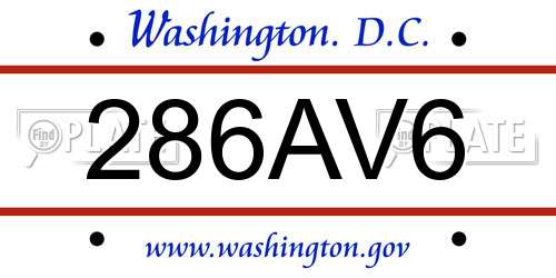 286AV6 District Of Columbia License Plate