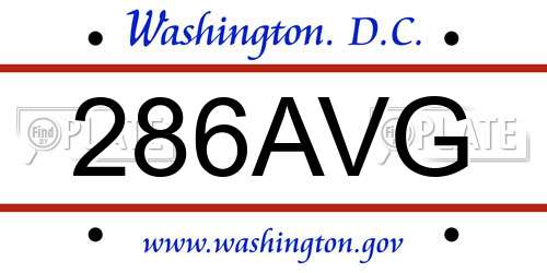 286AVG District Of Columbia License Plate