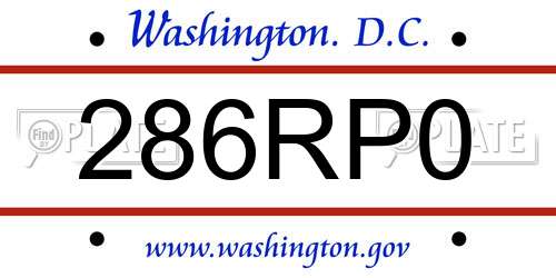 286RP0 District Of Columbia License Plate