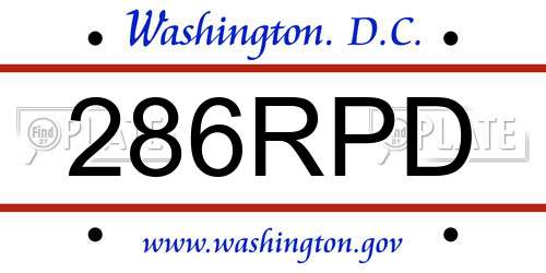 286RPD District Of Columbia License Plate