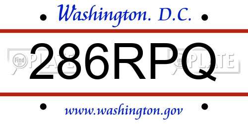 286RPQ District Of Columbia License Plate