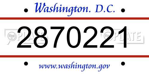2870221 District Of Columbia License Plate