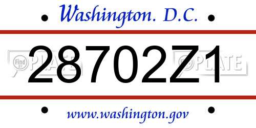 28702Z1 District Of Columbia License Plate