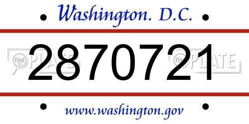 2870721 District Of Columbia License Plate