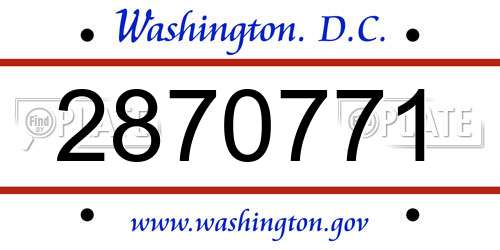 2870771 District Of Columbia License Plate