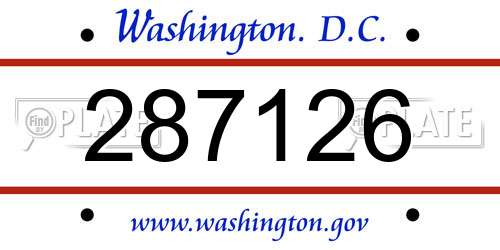 287126 District Of Columbia License Plate