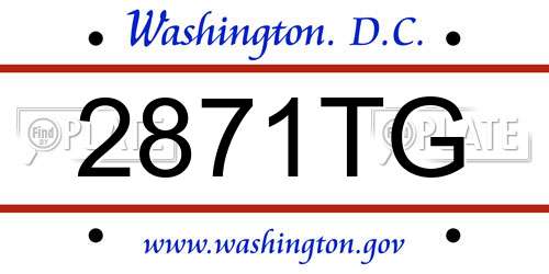 2871TG District Of Columbia License Plate