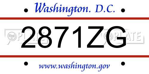2871ZG District Of Columbia License Plate