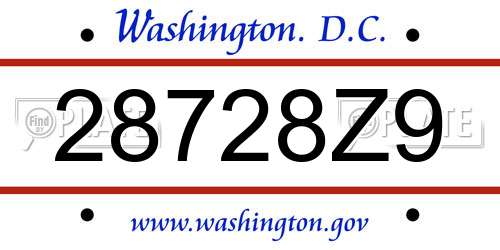 28728Z9 District Of Columbia License Plate