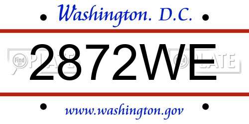 2872WE District Of Columbia License Plate