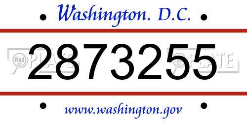 2873255 District Of Columbia License Plate