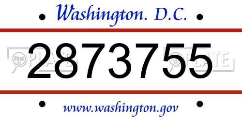 2873755 District Of Columbia License Plate