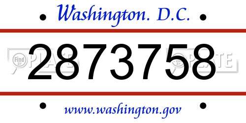 2873758 District Of Columbia License Plate