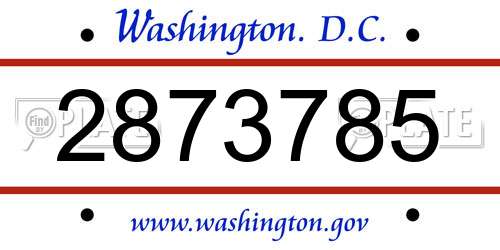 2873785 District Of Columbia License Plate