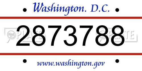 2873788 District Of Columbia License Plate