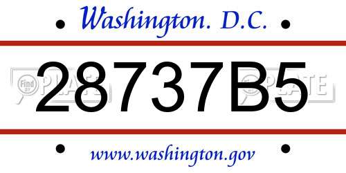 28737B5 District Of Columbia License Plate
