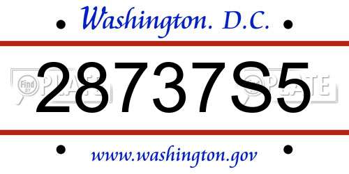28737S5 District Of Columbia License Plate