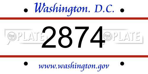 2874 District Of Columbia License Plate
