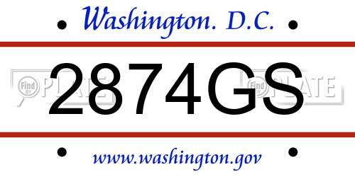 2874GS District Of Columbia License Plate