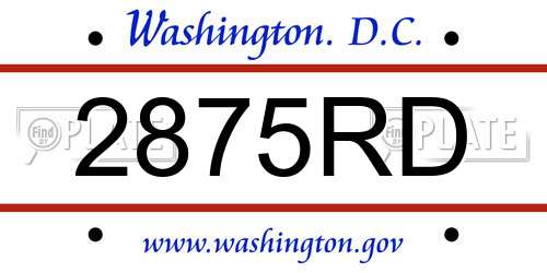 2875RD District Of Columbia License Plate