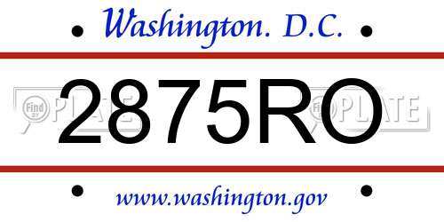 2875RO District Of Columbia License Plate