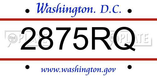 2875RQ District Of Columbia License Plate