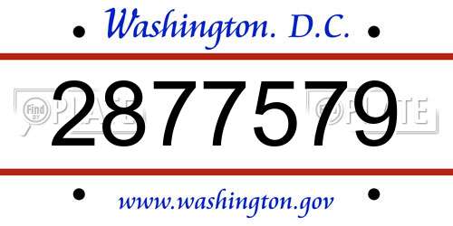 2877579 District Of Columbia License Plate