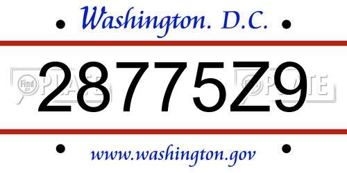 28775Z9 District Of Columbia License Plate
