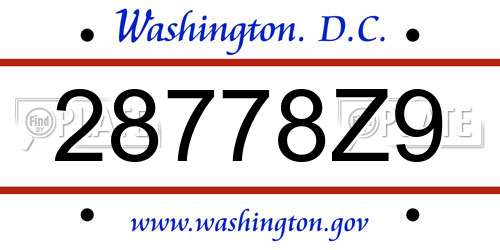 28778Z9 District Of Columbia License Plate