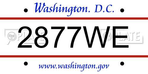 2877WE District Of Columbia License Plate