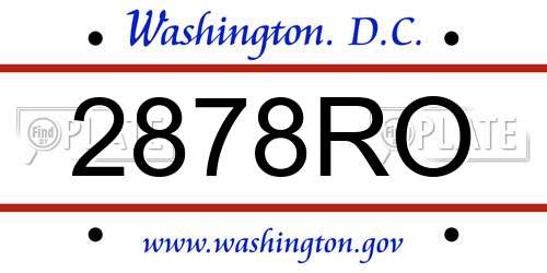 2878RO District Of Columbia License Plate