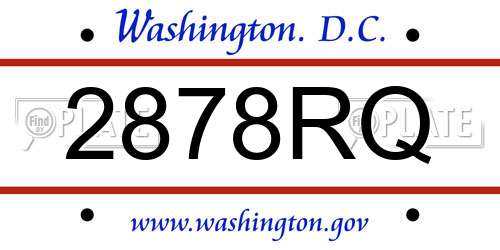 2878RQ District Of Columbia License Plate