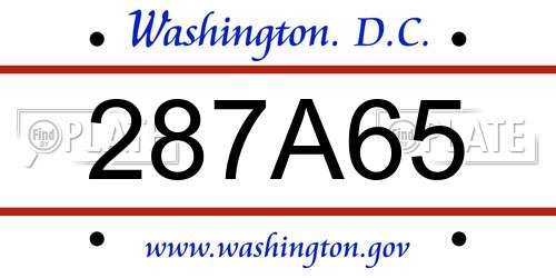 287A65 District Of Columbia License Plate