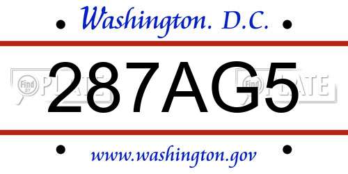 287AG5 District Of Columbia License Plate