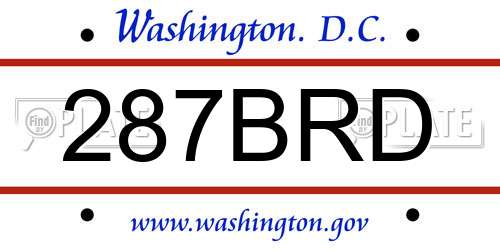 287BRD District Of Columbia License Plate