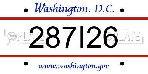287I26 District Of Columbia License Plate