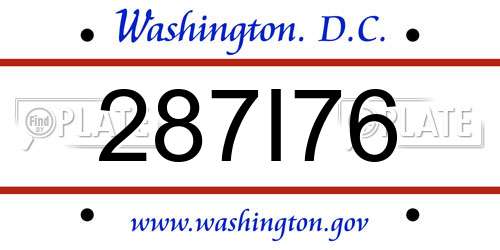 287I76 District Of Columbia License Plate