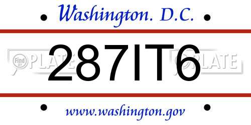 287IT6 District Of Columbia License Plate