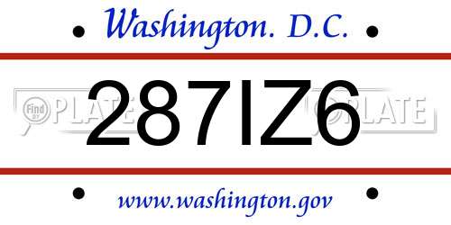 287IZ6 District Of Columbia License Plate