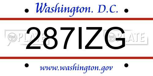 287IZG District Of Columbia License Plate