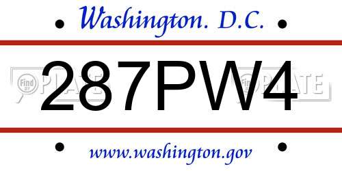 287PW4 District Of Columbia License Plate