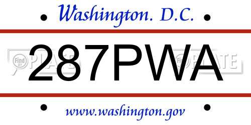 287PWA District Of Columbia License Plate