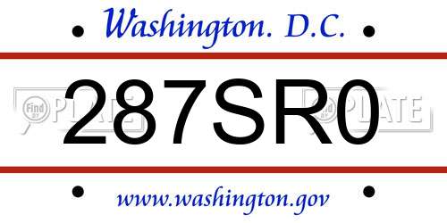 287SR0 District Of Columbia License Plate